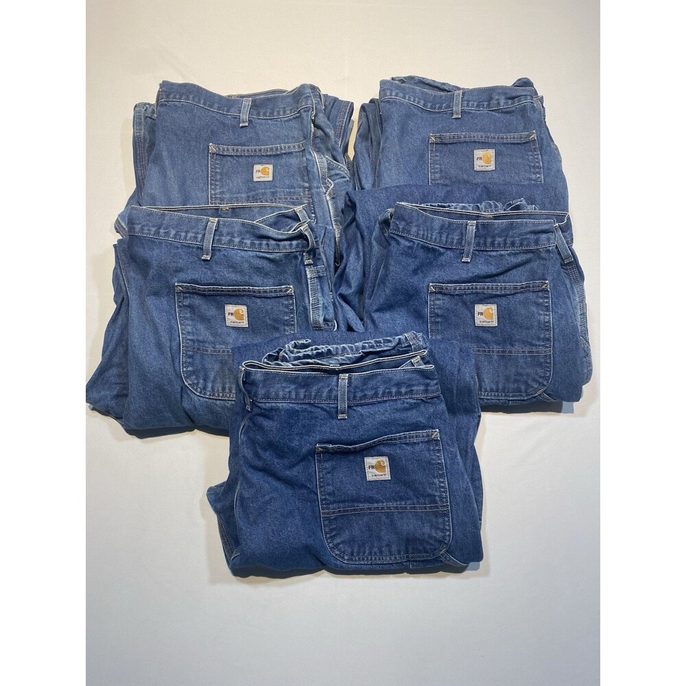 Lot of 5 Carhartt 2112 Fire Resistant Carpenter Jeans Dark Blue 44x36